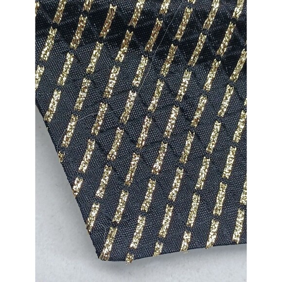 Vtg Womens The Icing Vest Black Gold Tone Striped Metallic Sz M - Picture 6 of 9